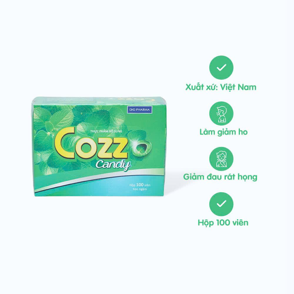 Kẹo ngậm Cozz Candy hỗ trợ giảm ho, đau rát họng (Hộp 100 viên)